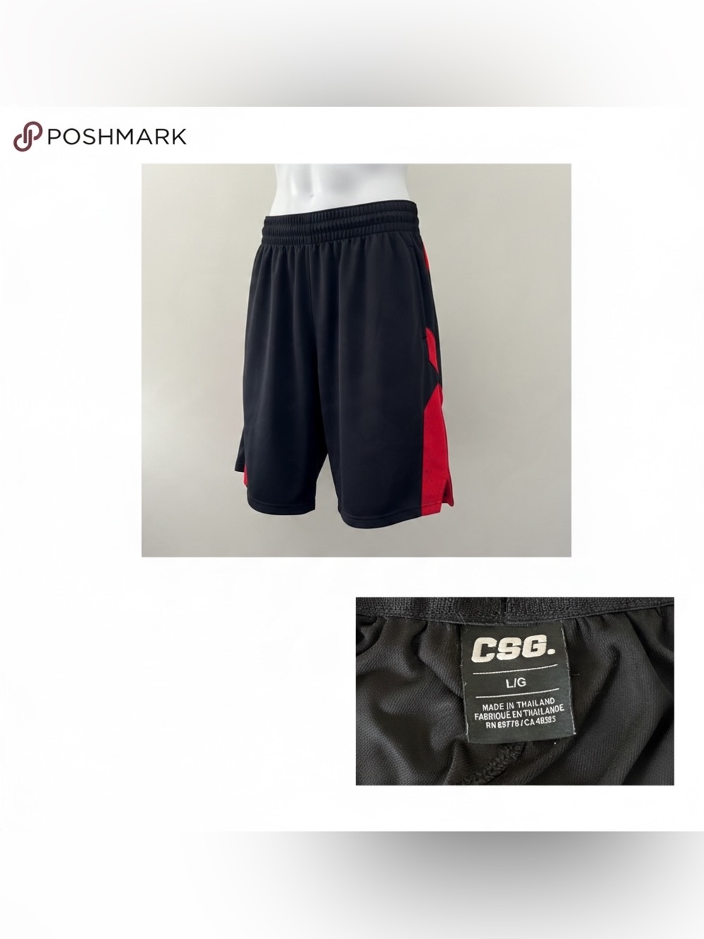 CSG Black Red Athletic Basketball Shorts Men’s Large